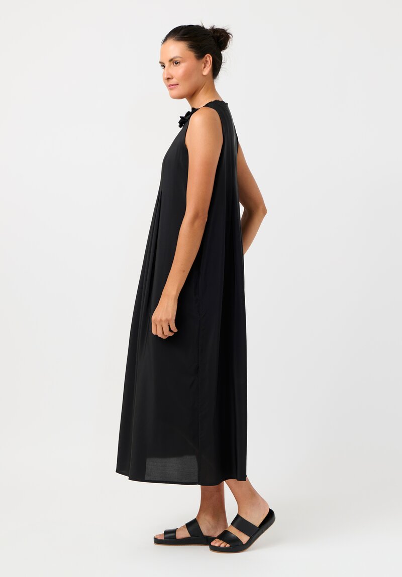 Daniela Gregis Silk Swallow Pinafore Dress in Nero Black