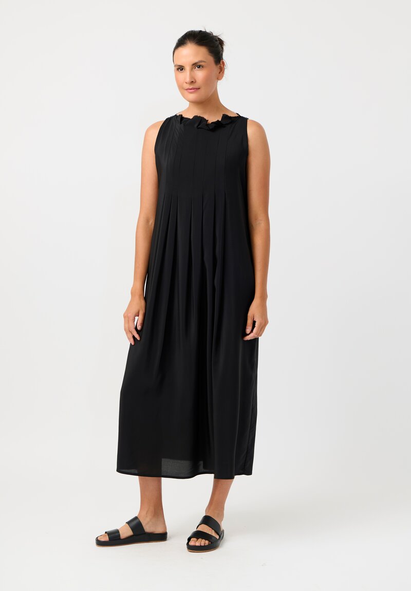 Daniela Gregis Silk Swallow Pinafore Dress in Nero Black