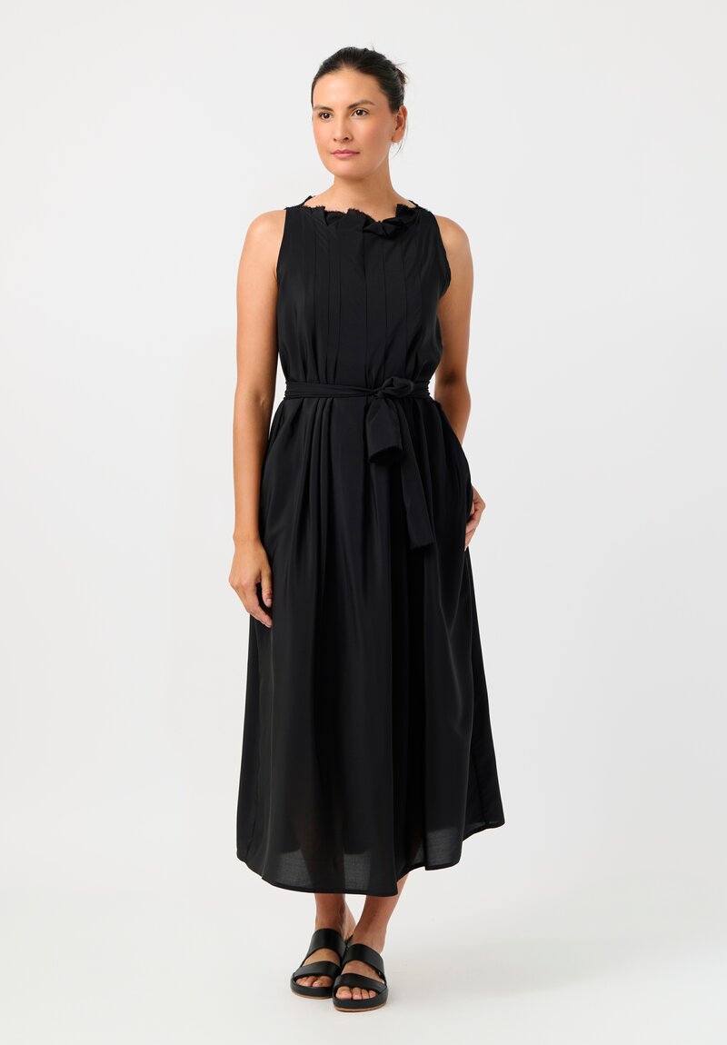 Daniela Gregis Silk Swallow Pinafore Dress in Nero Black