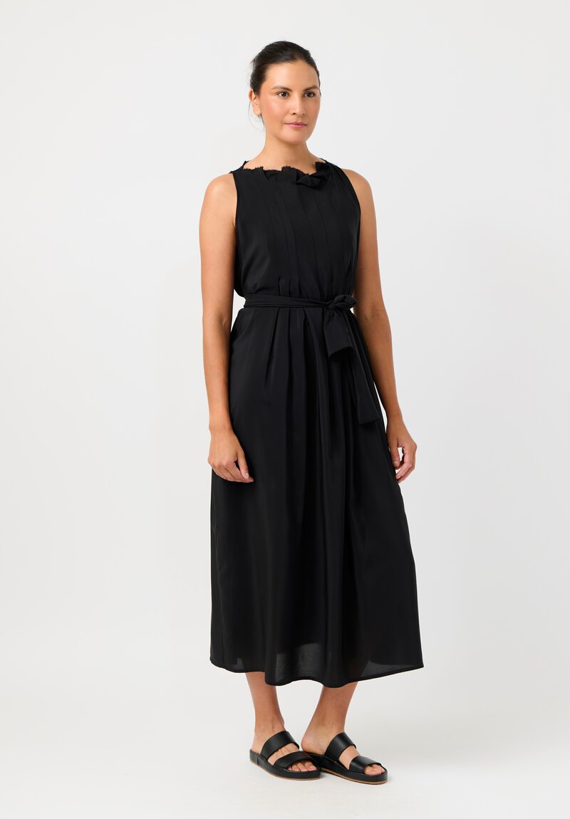 Daniela Gregis Silk Swallow Pinafore Dress in Nero Black