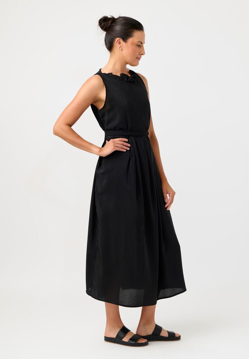 Daniela Gregis Silk Swallow Pinafore Dress in Nero Black