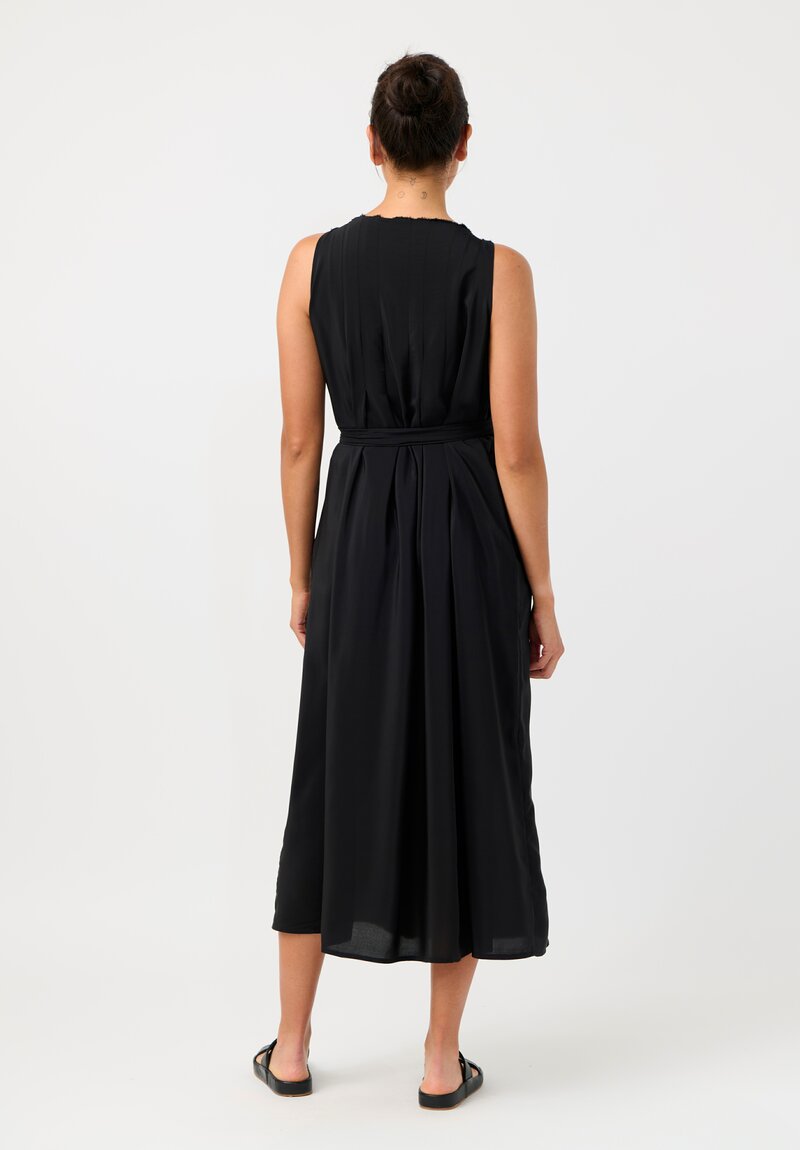 Daniela Gregis Silk Swallow Pinafore Dress in Nero Black