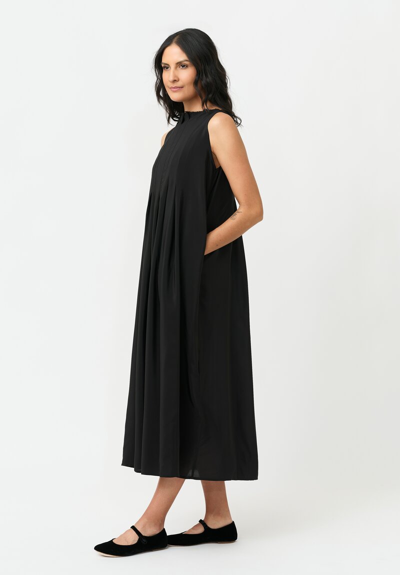 Daniela Gregis Silk Swallow Pinafore Dress in Nero Black