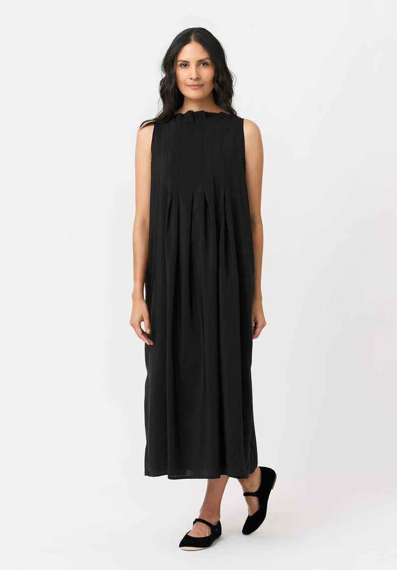 Daniela Gregis Silk Swallow Pinafore Dress in Nero Black