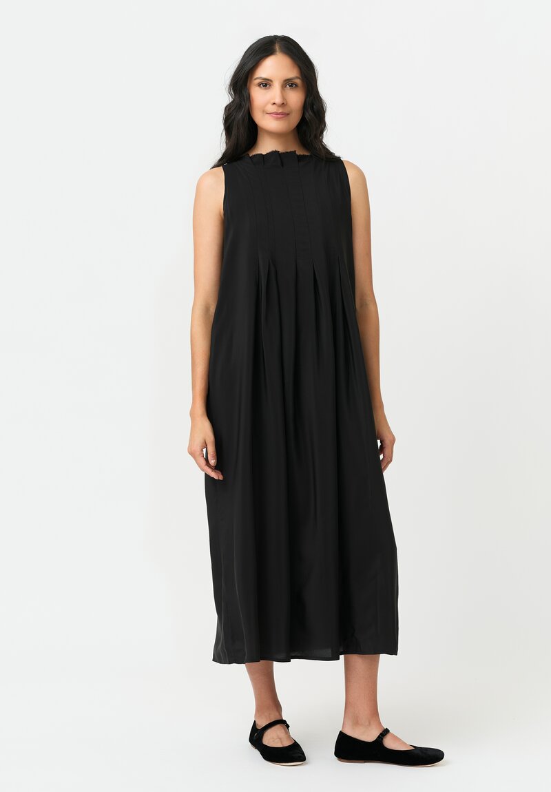 Daniela Gregis Silk Swallow Pinafore Dress in Nero Black