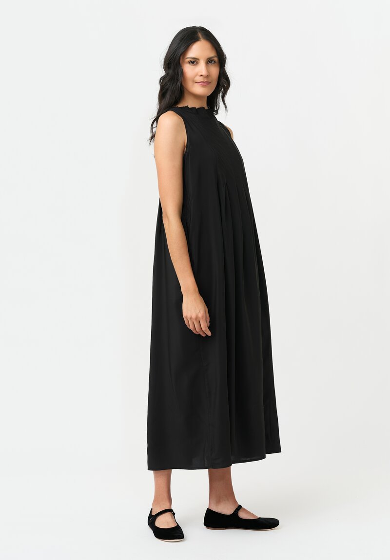 Daniela Gregis Silk Swallow Pinafore Dress in Nero Black