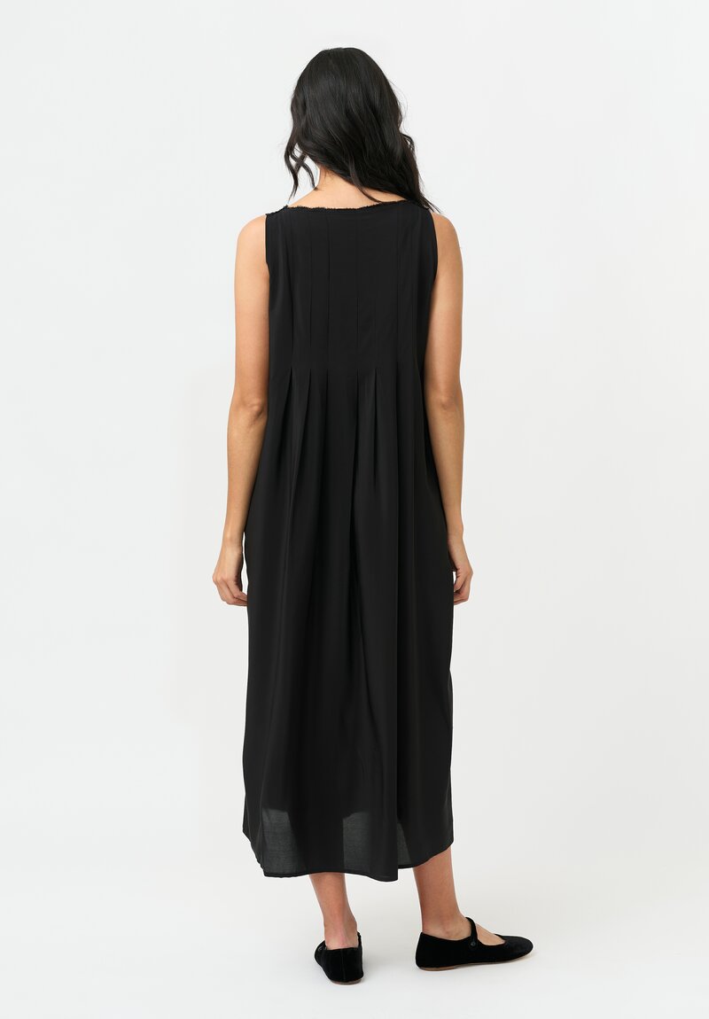 Daniela Gregis Silk Swallow Pinafore Dress in Nero Black
