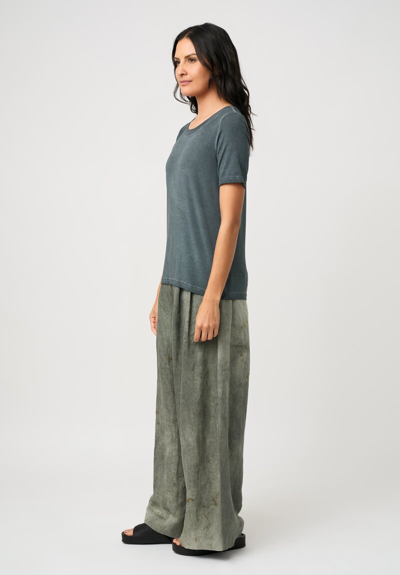 Uma Wang Linen & Cotton Wide Leg Paella Pants in Venice Blue