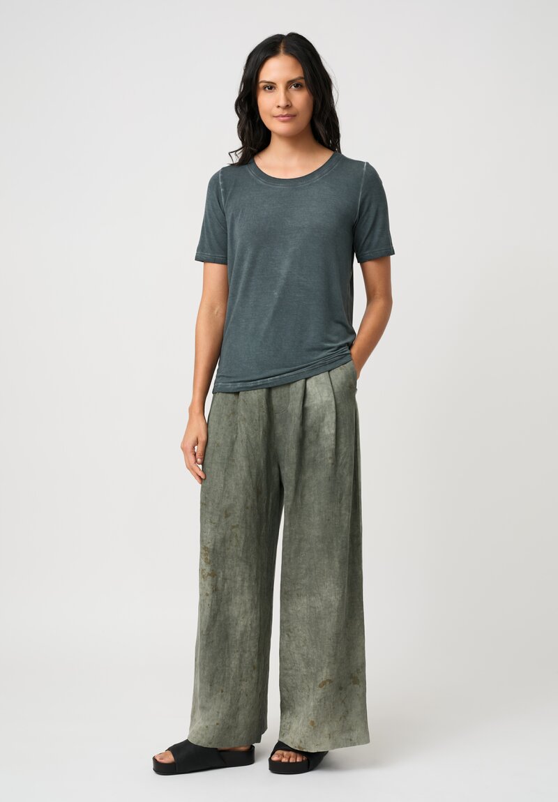 Uma Wang Linen & Cotton Wide Leg Paella Pants in Venice Blue