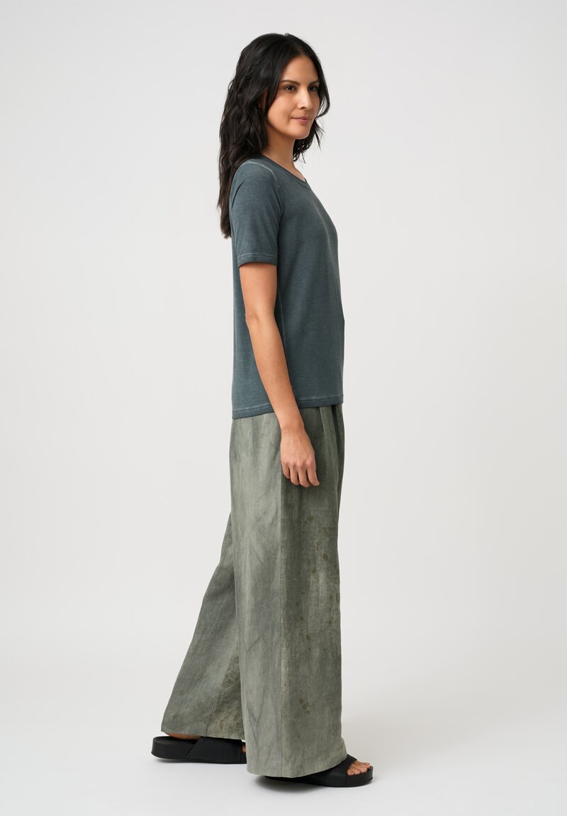 Uma Wang Linen & Cotton Wide Leg Paella Pants in Venice Blue