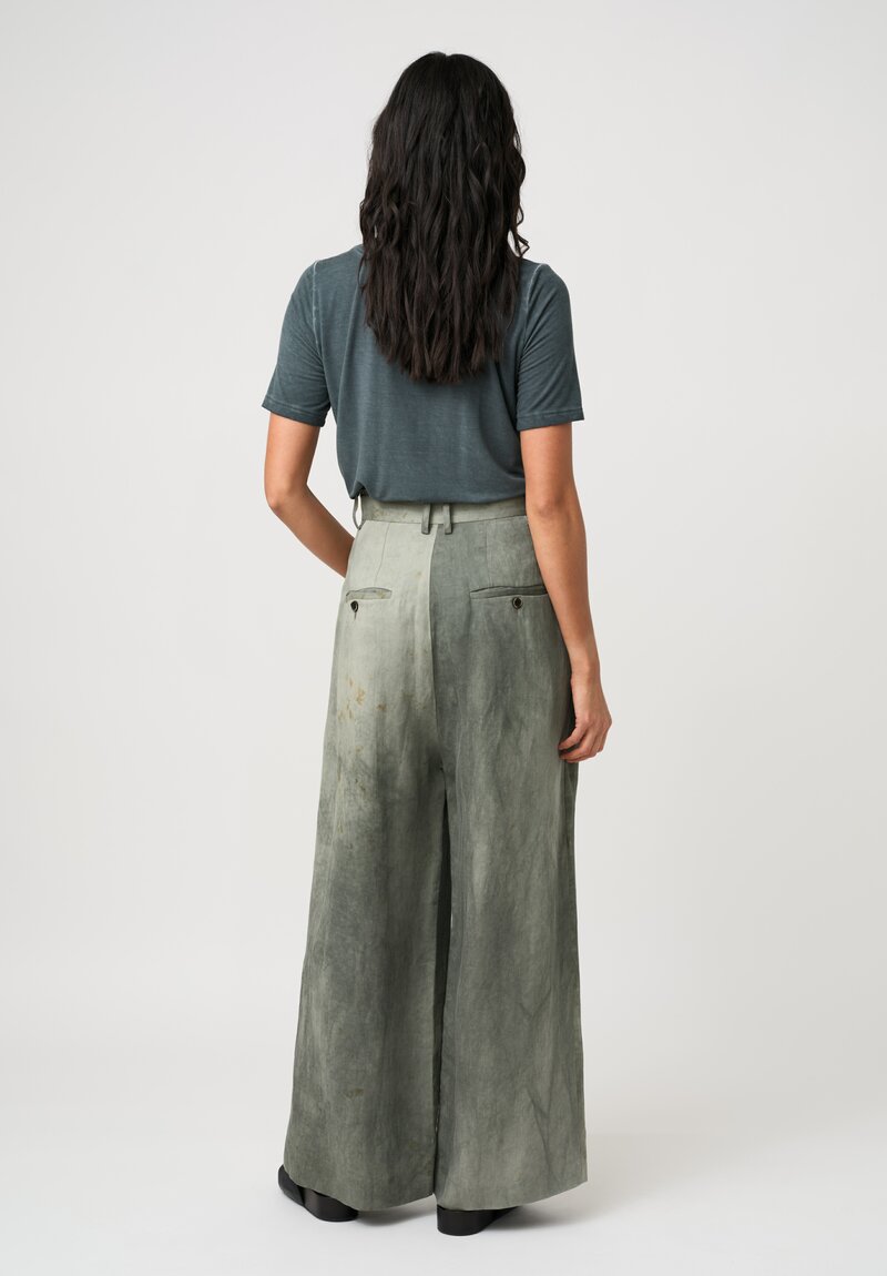 Uma Wang Linen & Cotton Wide Leg Paella Pants in Venice Blue