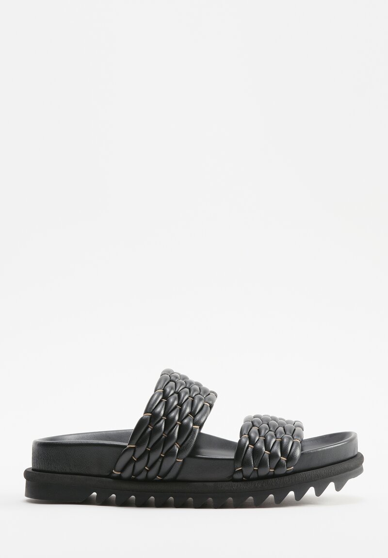 Dries Van Noten Braided Leather Dual Band Sandals in Black