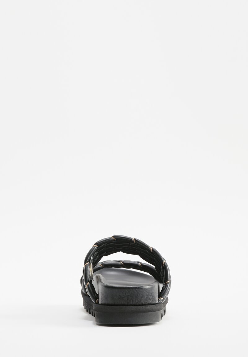 Dries Van Noten Braided Leather Dual Band Sandals in Black