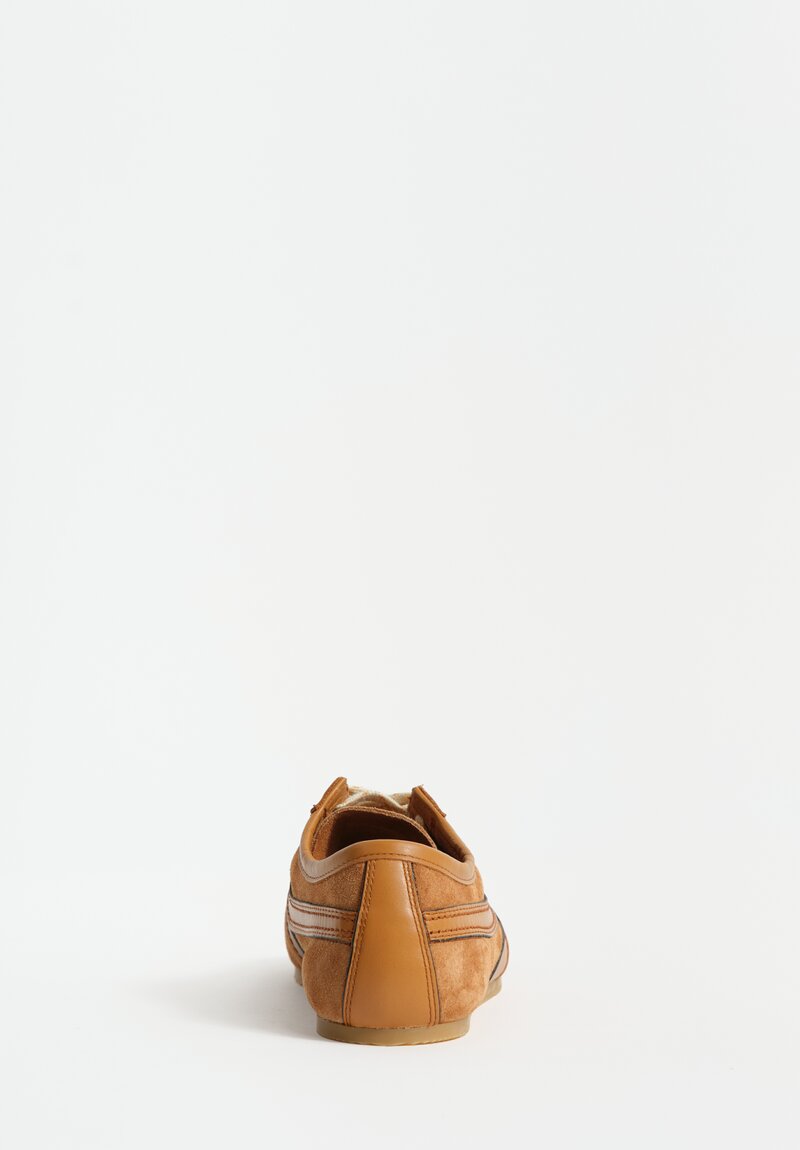 Dries Van Noten Leather Trimmed Suede Sneakers in Tan	