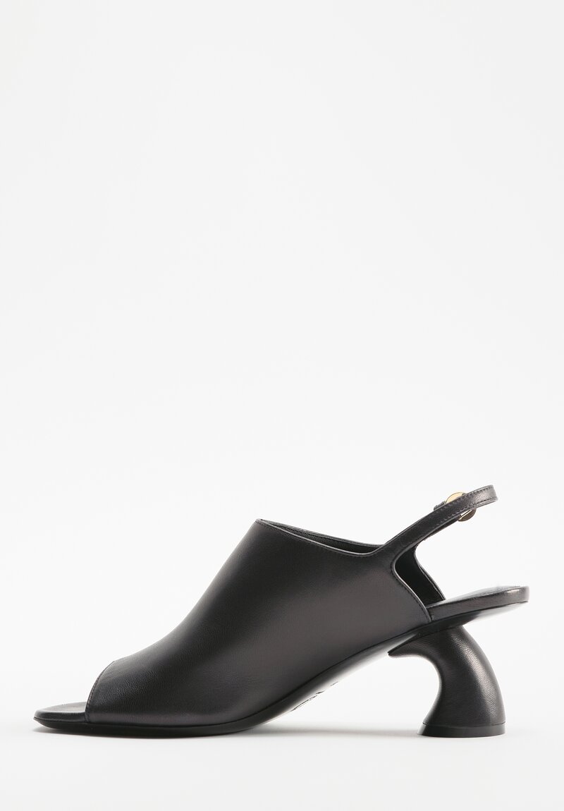 Dries Van Noten Leather Slingback Mule Sandals in Black