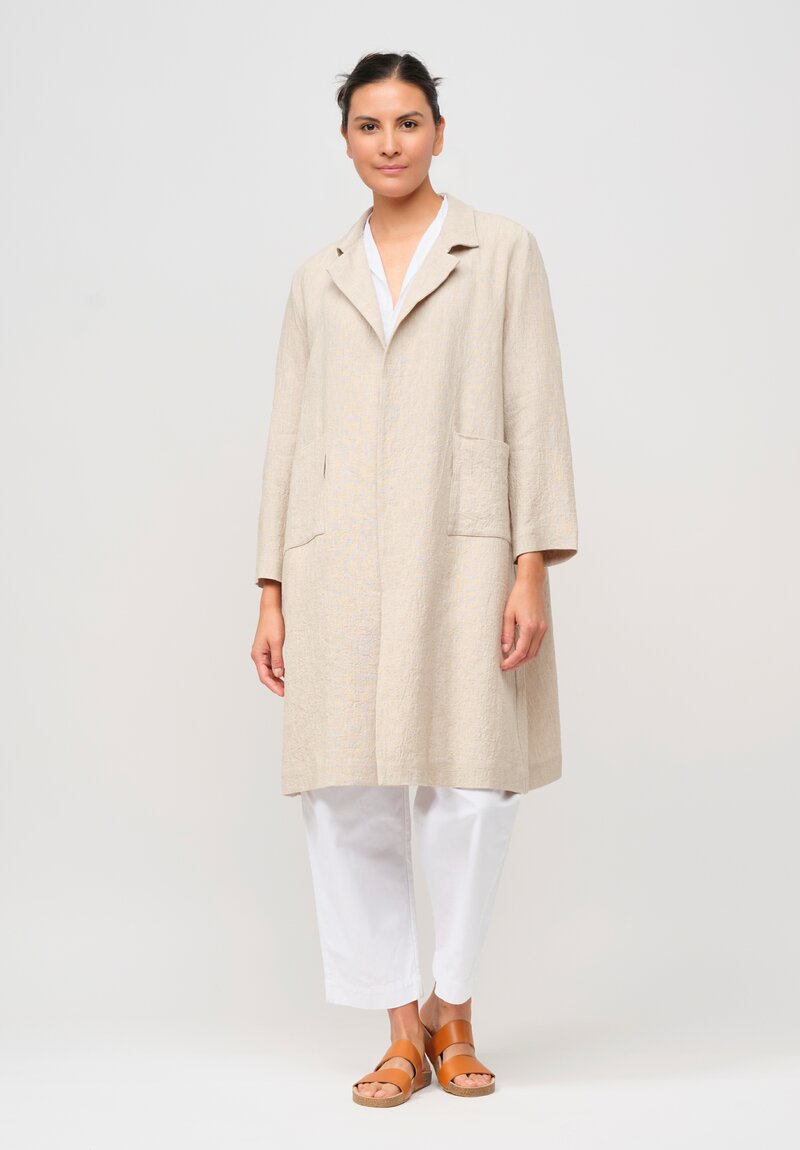 Daniela Gregis Linen Nest Stitch Cappotto Coat in Natural