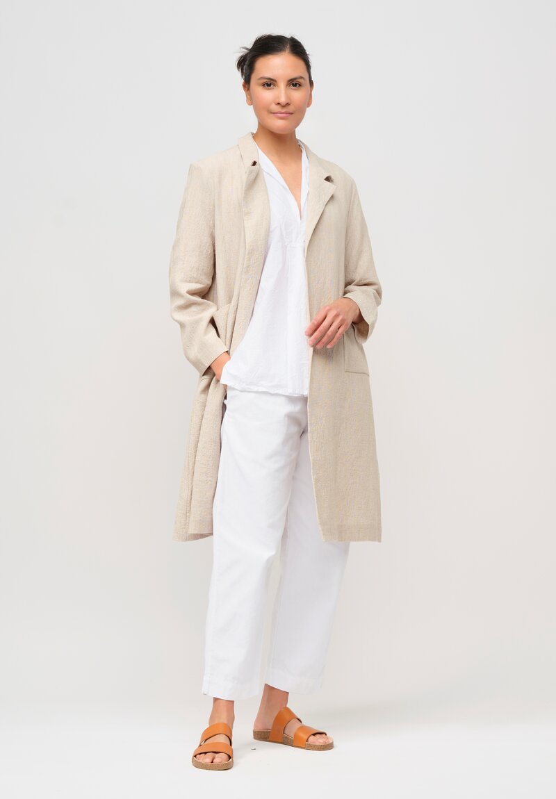 Daniela Gregis Linen Nest Stitch Cappotto Coat in Natural