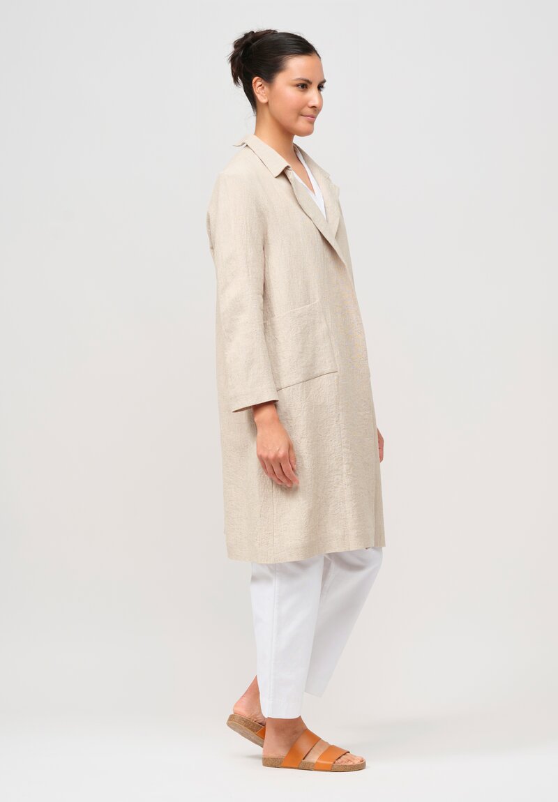 Daniela Gregis Linen Nest Stitch Cappotto Coat in Natural