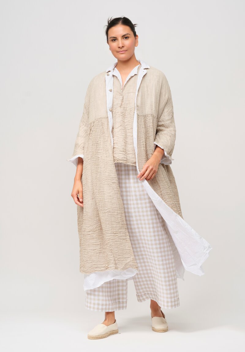 Daniela Gregis Washed Cotton & Linen Lunga Shirt in Greggio White	