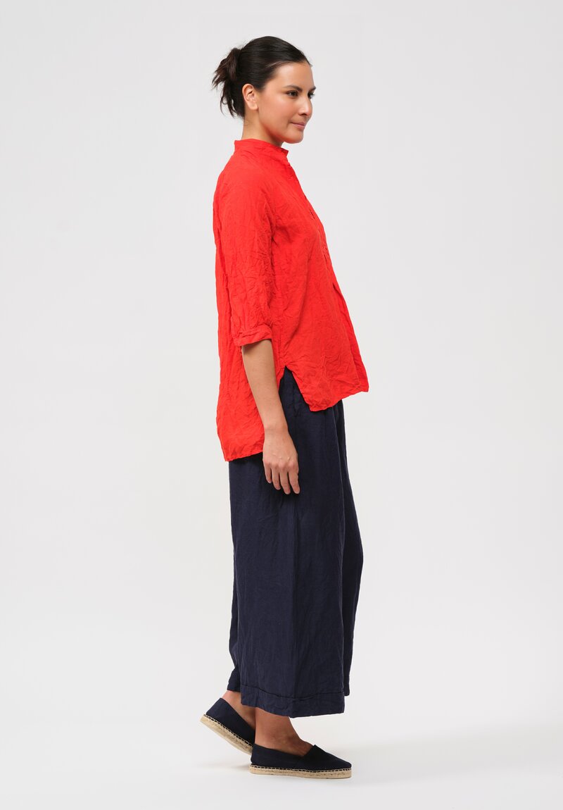 Daniela Gregis Washed Linen Kora Shirt in Arancio Red	