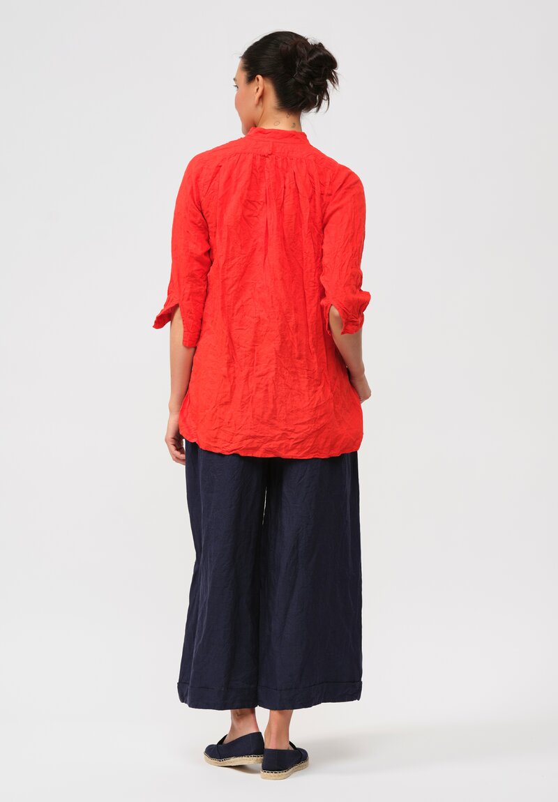 Daniela Gregis Washed Linen Kora Shirt in Arancio Red	