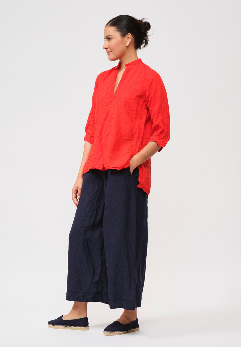 Daniela Gregis Washed Linen Kora Shirt in Arancio Red	