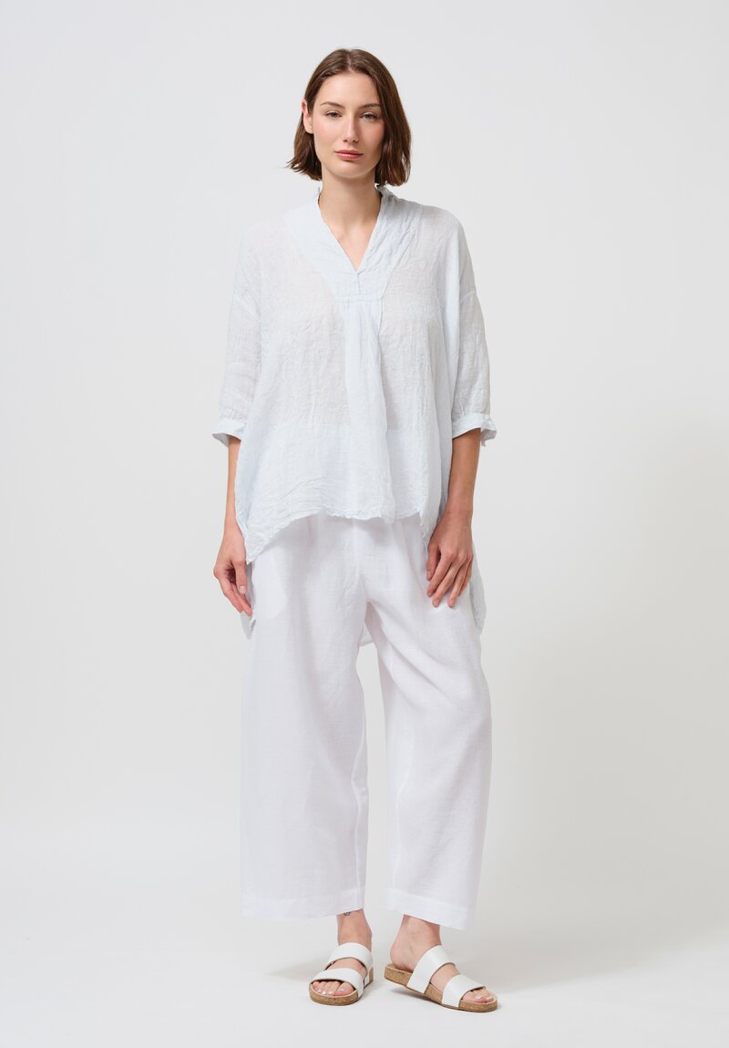 Daniela Gregis Washed Linen Kora Top in Pale Azzuro Blue