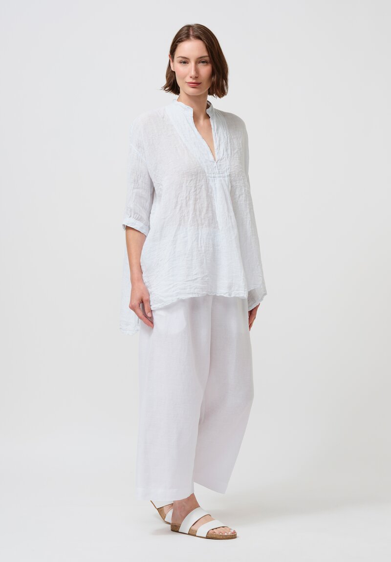 Daniela Gregis Washed Linen Kora Top in Pale Azzuro Blue