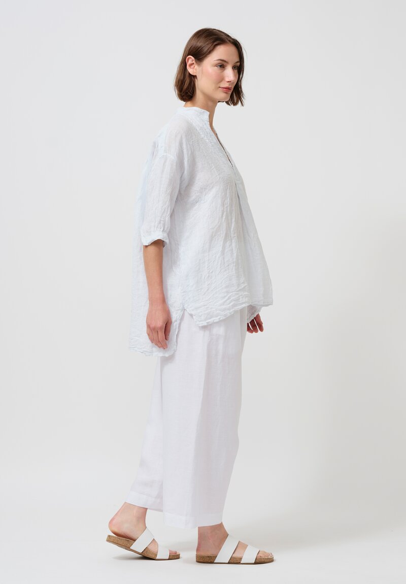Daniela Gregis Washed Linen Kora Top in Pale Azzuro Blue