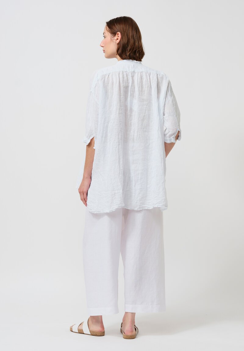 Daniela Gregis Washed Linen Kora Top in Pale Azzuro Blue