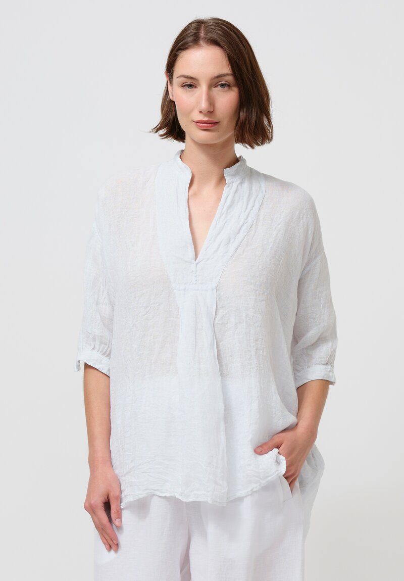 Daniela Gregis Washed Linen Kora Top in Pale Azzuro Blue