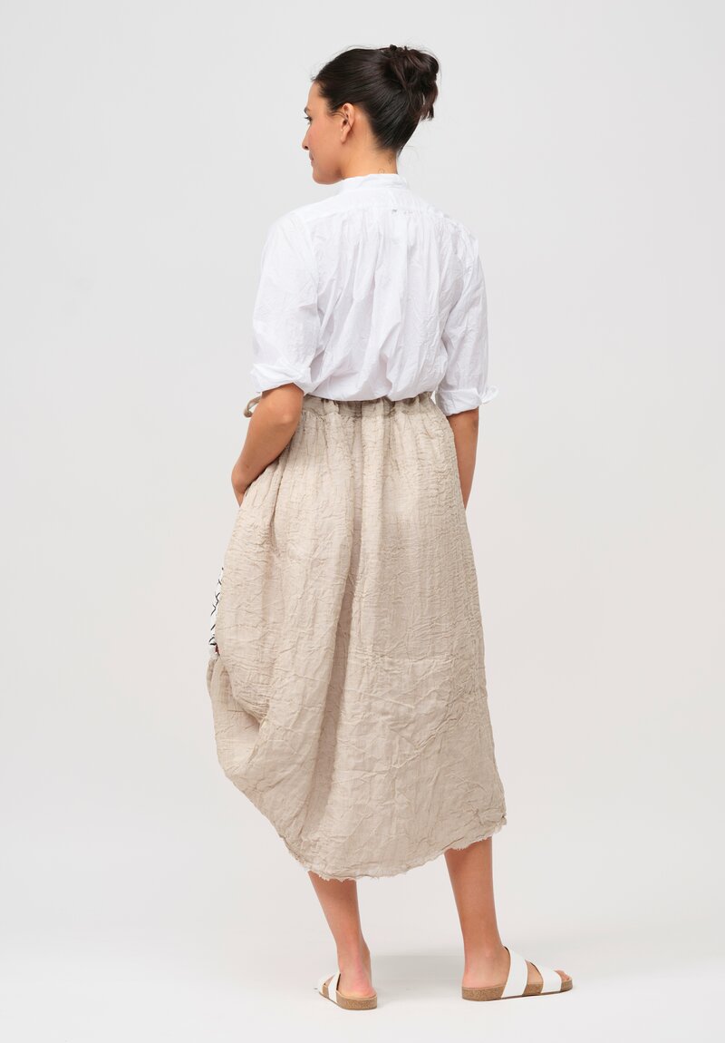 Daniela Gregis Washed Cotton & Linen Gonna Aneto Skirt in Greggio White