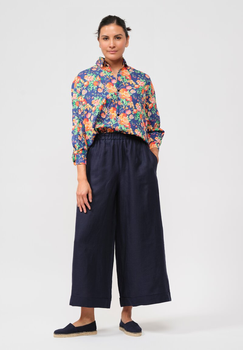 Daniela Gregis Linen Pajama Pocket Pants in Tyrrhenian Blue	