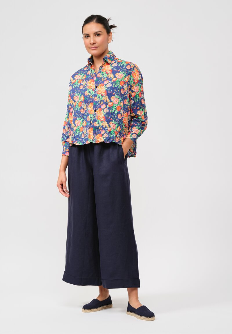 Daniela Gregis Linen Pajama Pocket Pants in Tyrrhenian Blue	