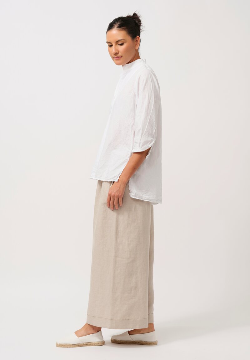 Daniela Gregis Linen Wide Leg Pigiama Pants in Greggio White	