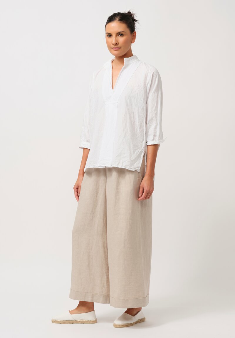 Daniela Gregis Linen Wide Leg Pigiama Pants in Greggio White	