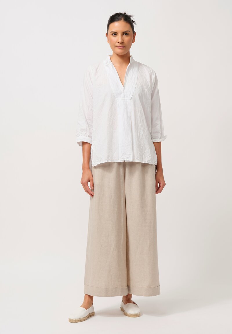 Daniela Gregis Linen Wide Leg Pigiama Pants in Greggio White	