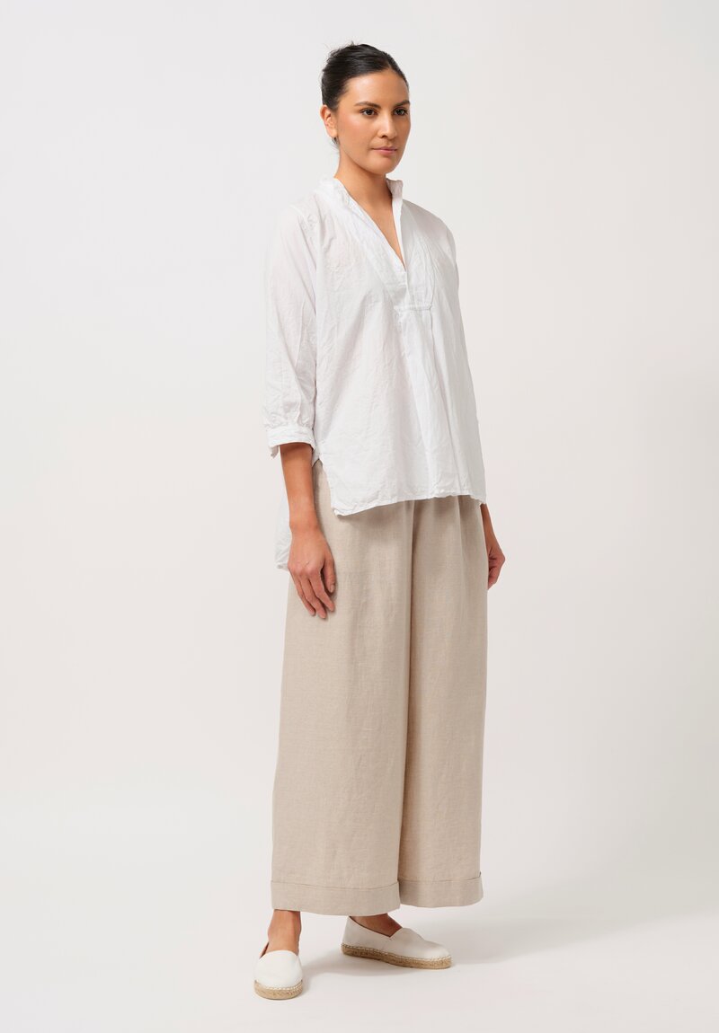 Daniela Gregis Linen Wide Leg Pigiama Pants in Greggio White	