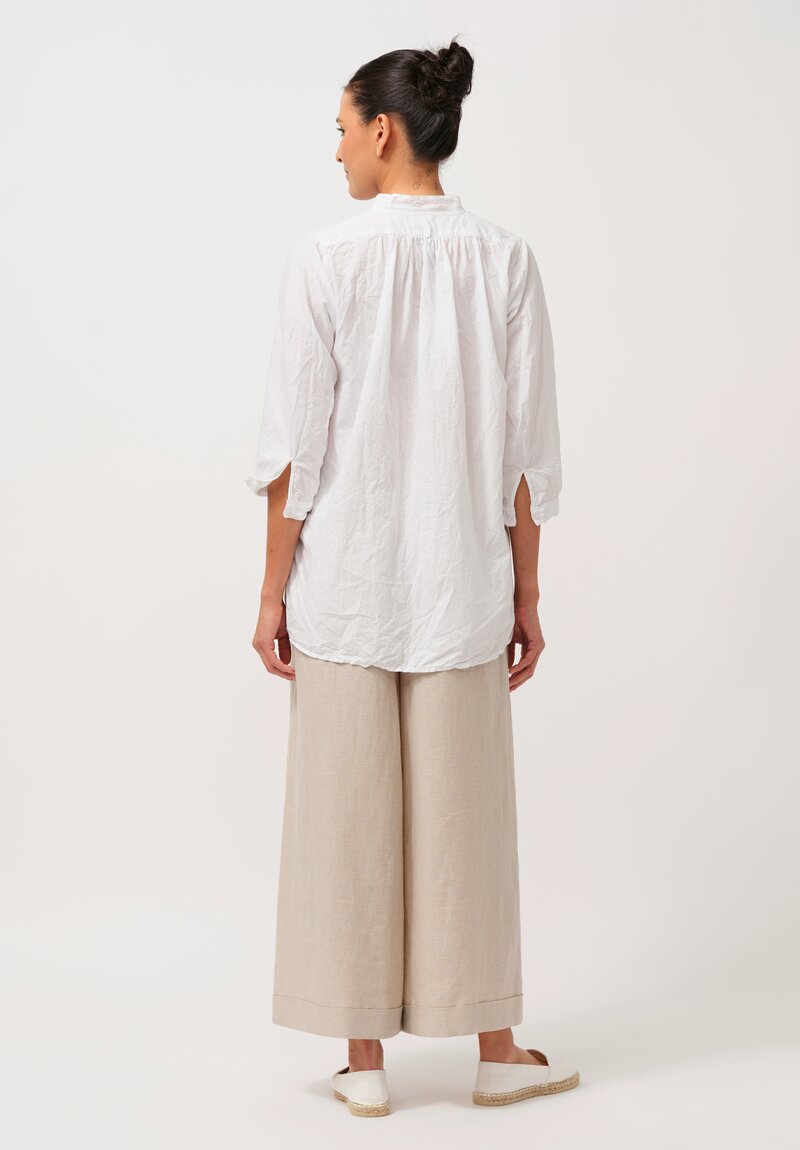 Daniela Gregis Linen Wide Leg Pigiama Pants in Greggio White	