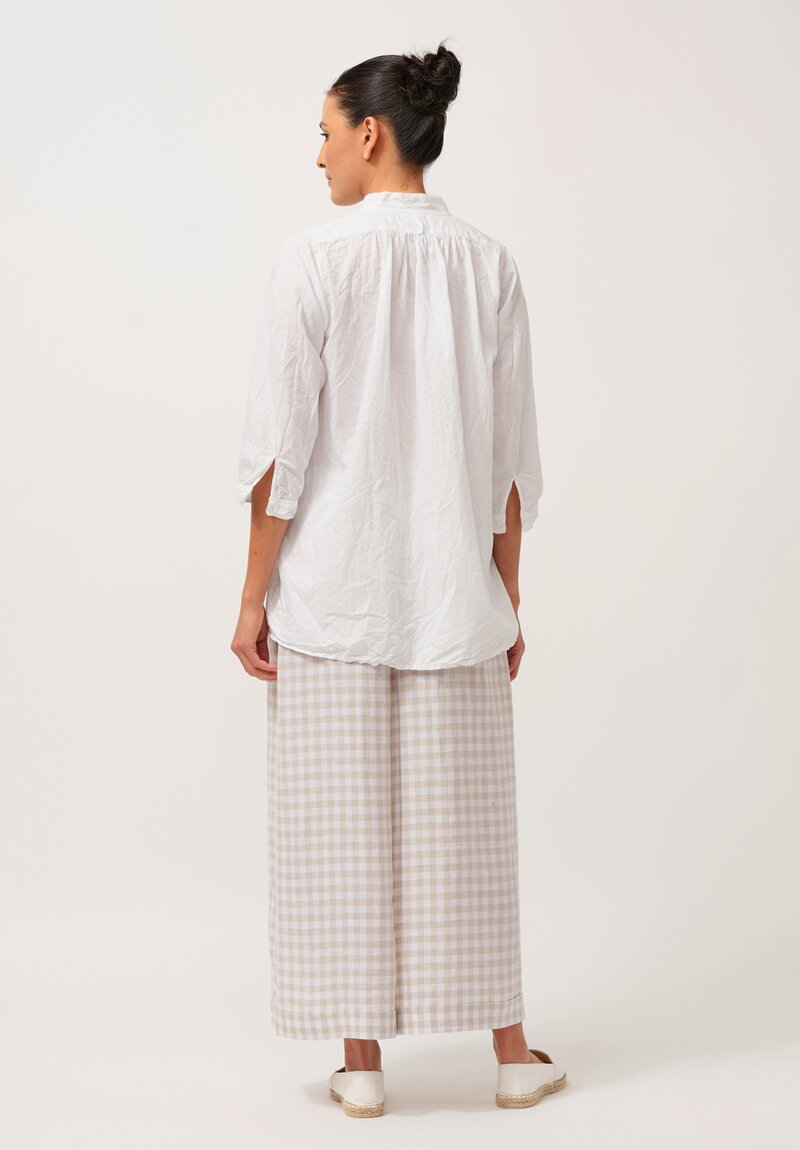 Daniela Gregis Linen Wide Leg Pigiama Pants in Natural Check	