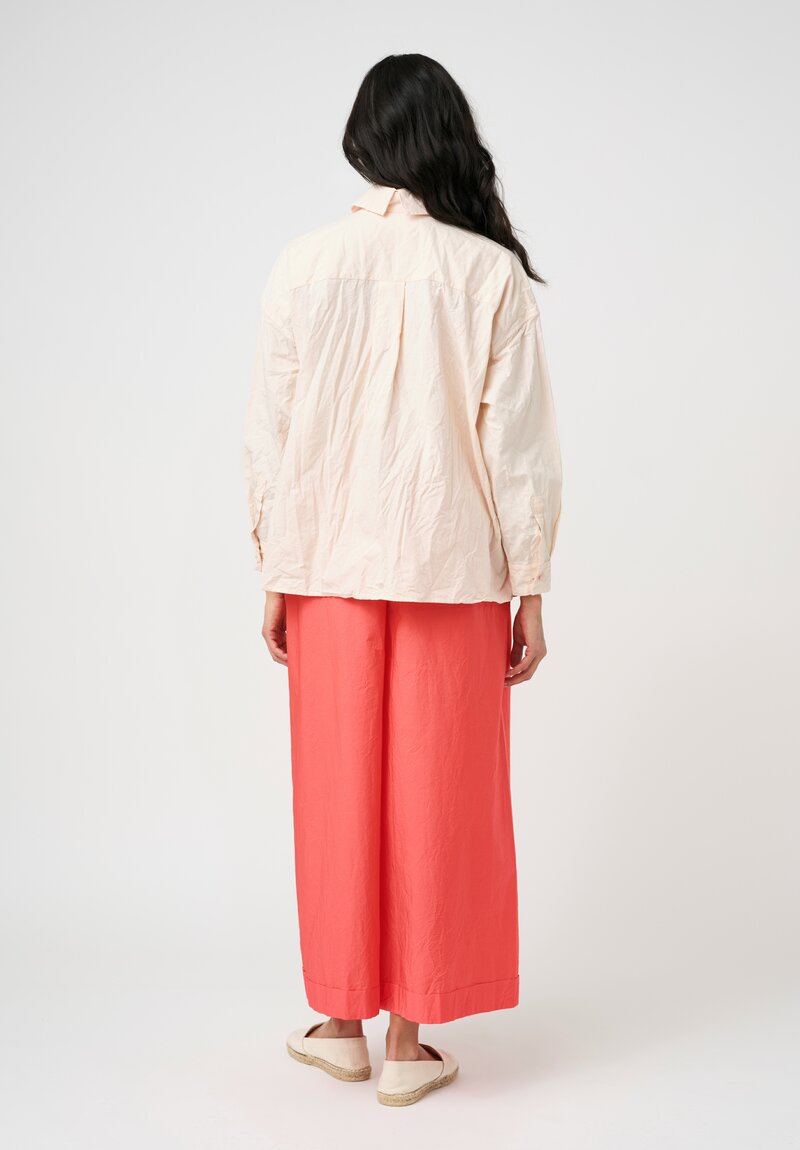 Daniela Gregis Washed Cotton Wide Leg Pigiama Pocket Pants in Glow Red