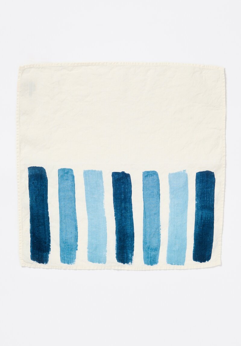 Bertozzi Handmade Linen Striped Napkin in Gamma Notte Blue