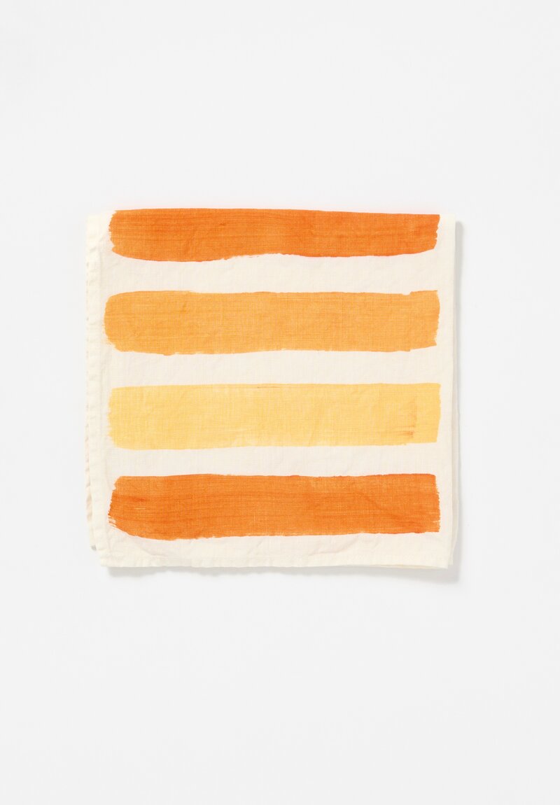 Bertozzi Handmade Linen Striped Napkin in Gamma Arancio