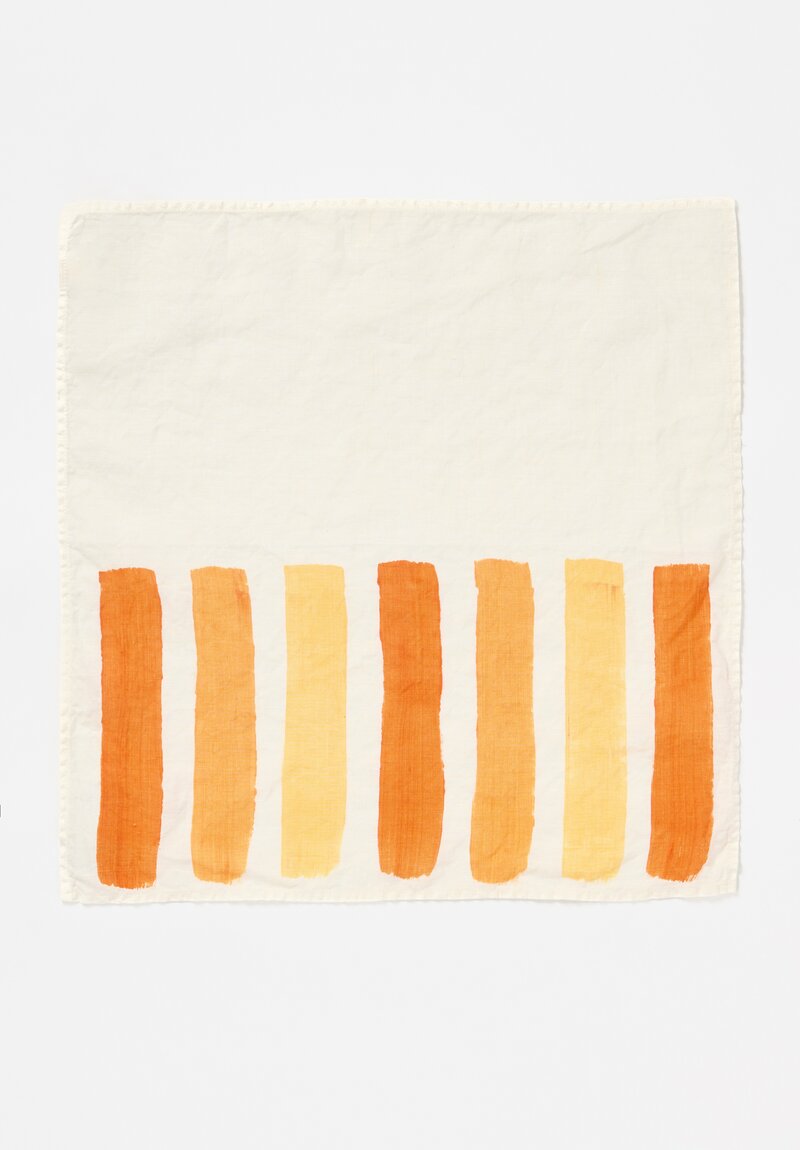 Bertozzi Handmade Linen Striped Napkin in Gamma Arancio