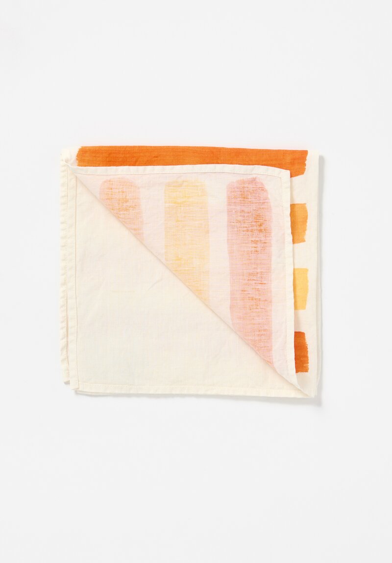 Bertozzi Handmade Linen Striped Napkin in Gamma Arancio