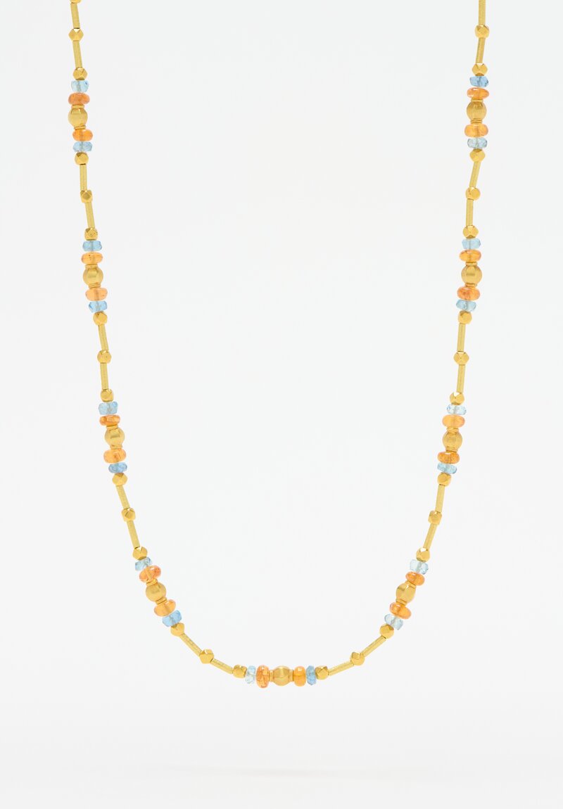 Greig Porter 18k, Aquamarine & Mandarin Garnet Necklace	