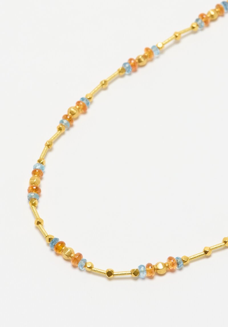 Greig Porter 18k, Aquamarine & Mandarin Garnet Necklace	