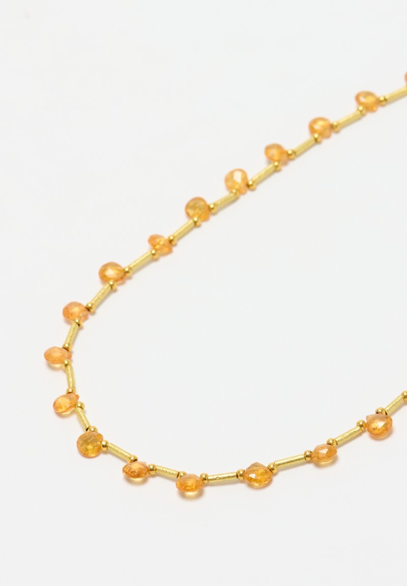 Greig Porter 18k, Mandarin Garnet Teardrop Necklace	