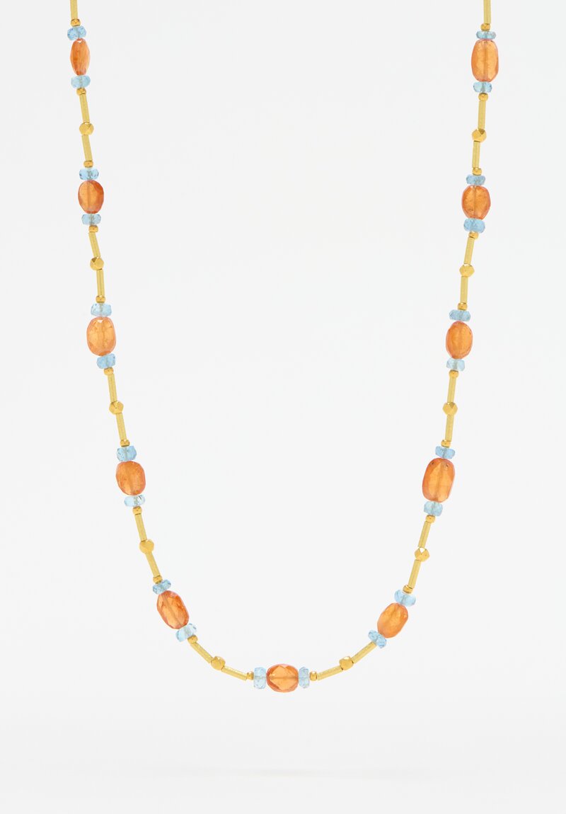 Greig Porter 18k, Mandarin Garnet & Aquamarine Necklace	