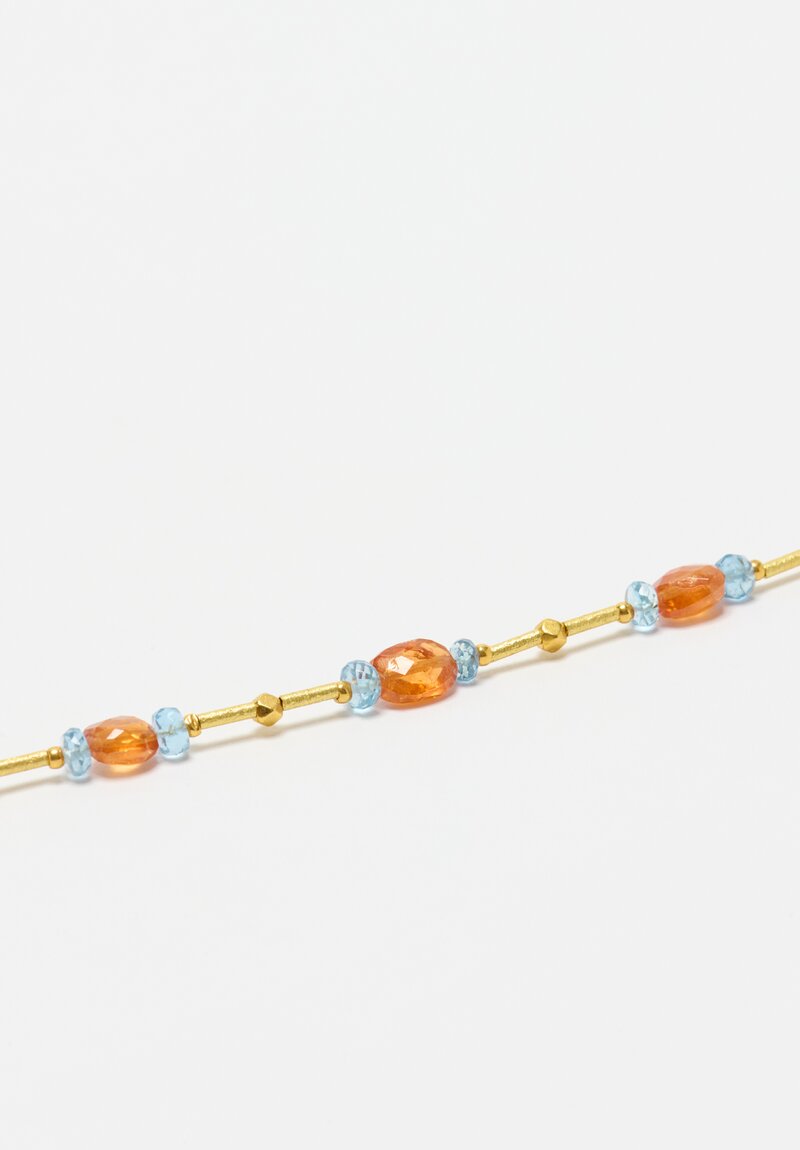 Greig Porter 18k, Mandarin Garnet & Aquamarine Necklace	